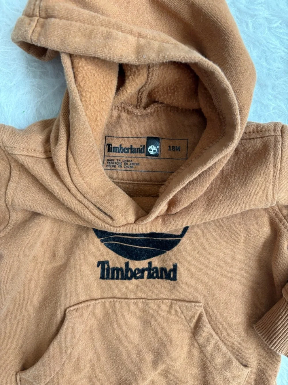 Timberland Toddler Hooded Sweatshirt in Burnt Orange with Black Logo